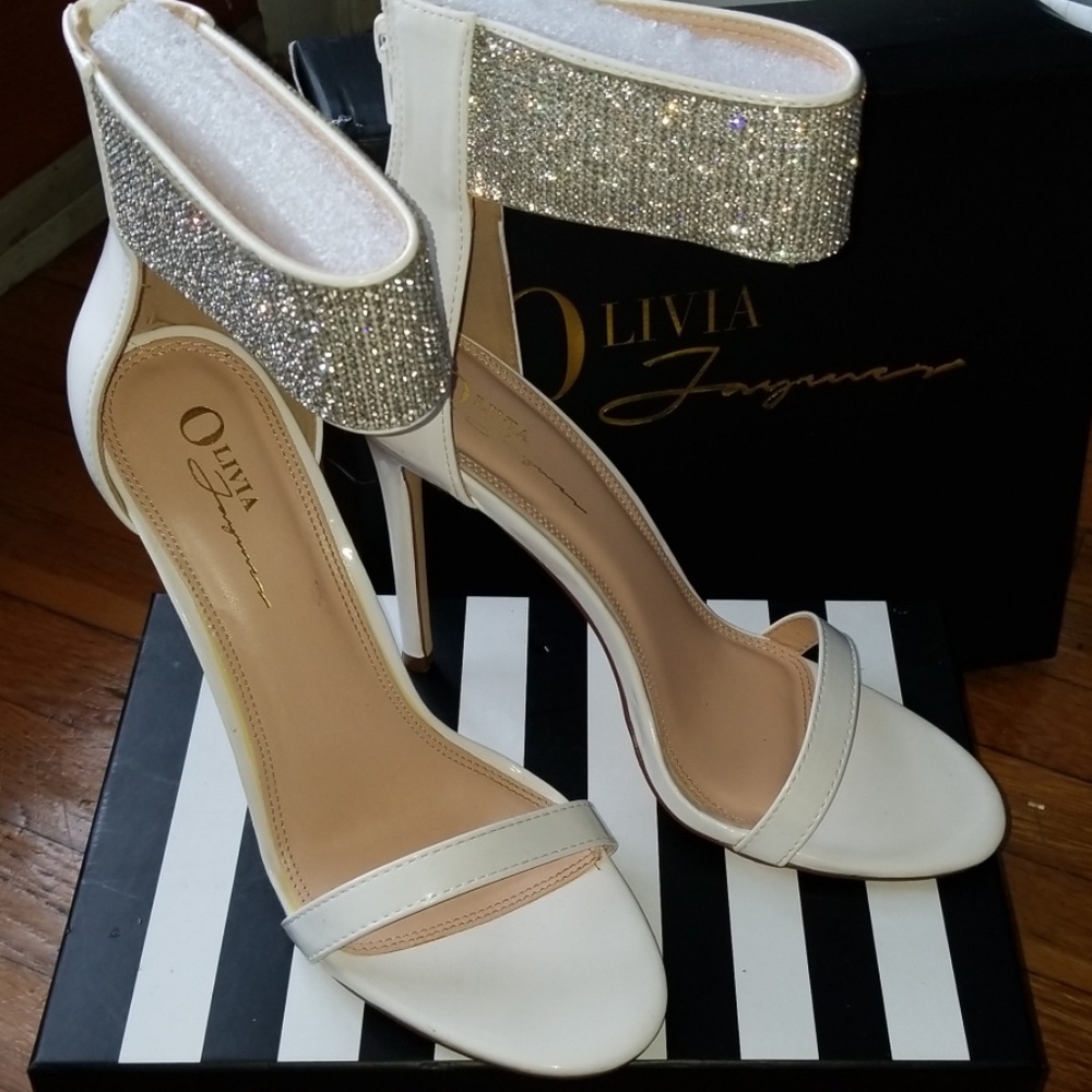 Rhinestone White Stiletto Heels